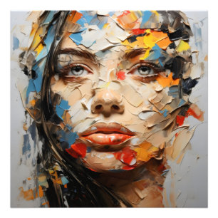 Abstract Female Face Colours Photo Print