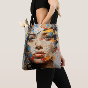 Abstract Female Face Colours Tote Bag