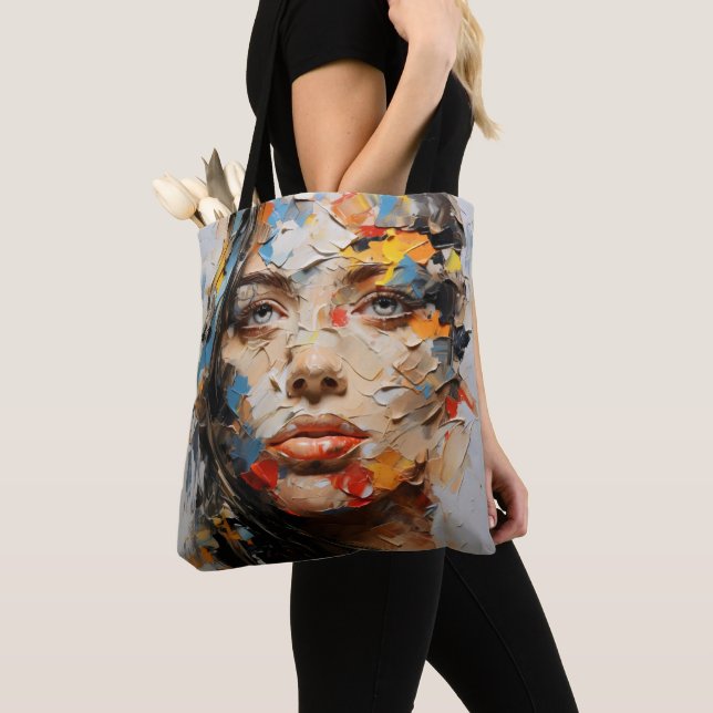 Abstract Female Face Colours Tote Bag (Close Up)