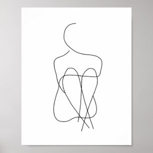 Abstract Female Figure Line Drawing Poster