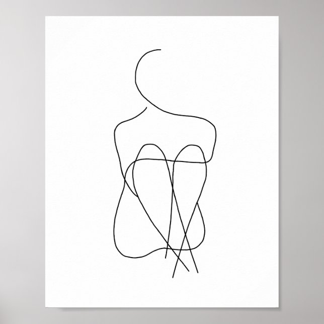 Abstract Female Figure Line Drawing Poster (Front)