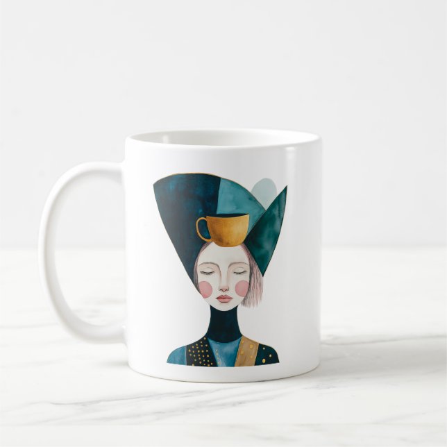 Abstract Female Portrait Design Coffee Mug (Left)