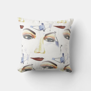 Abstract Female Portrait Geometric Face Art Cushion