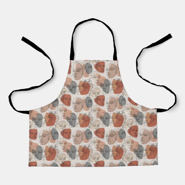 Abstract Feminine Face Pattern Apron (Front)