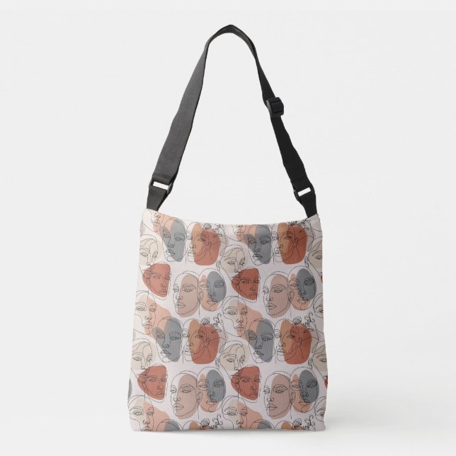 Abstract Feminine Face Pattern Crossbody Bag (Front)