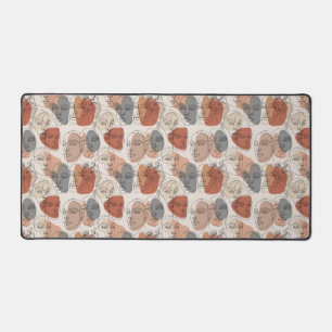 Abstract Feminine Face Pattern Desk Mat