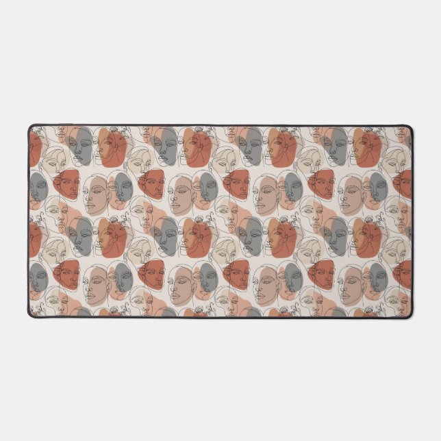 Abstract Feminine Face Pattern Desk Mat (Front)