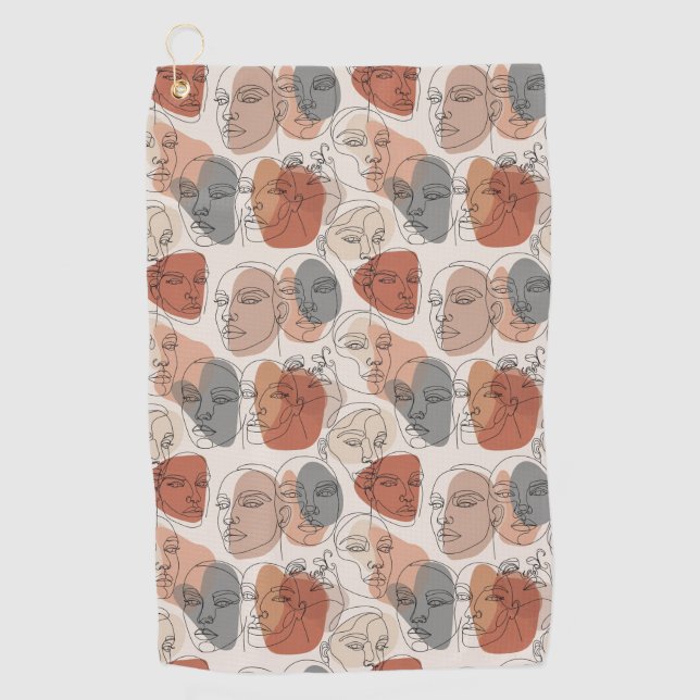 Abstract Feminine Face Pattern Golf Towel (Front)