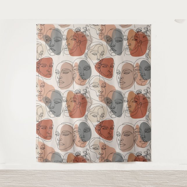 Abstract Feminine Face Pattern Tapestry (Front)