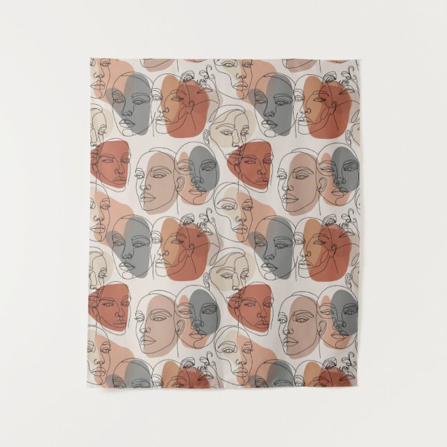 Abstract Feminine Face Pattern Tapestry (Front)