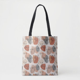 Abstract Feminine Face Pattern Tote Bag