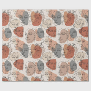 Abstract Feminine Face Pattern Wrapping Paper