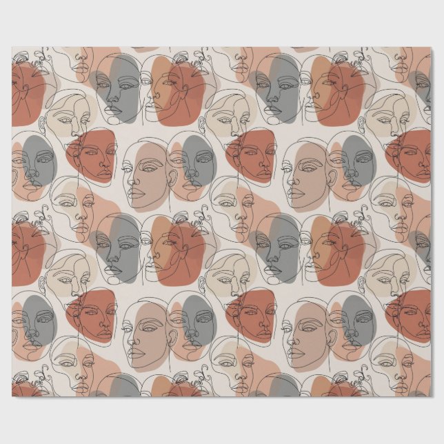 Abstract Feminine Face Pattern Wrapping Paper (Flat)