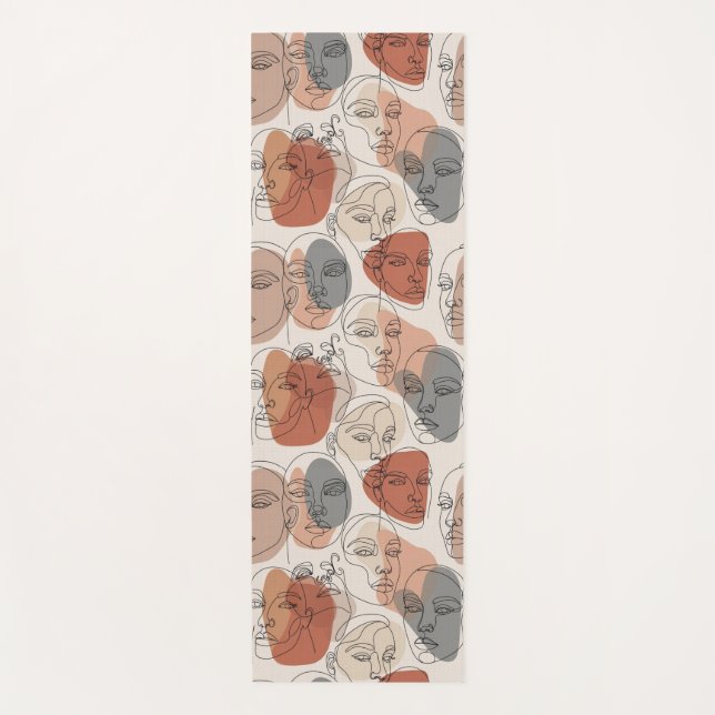 Abstract Feminine Face Pattern Yoga Mat (Front)