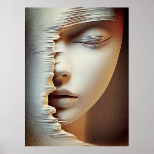 Abstract Feminine Face Wall Art – Modern Textured