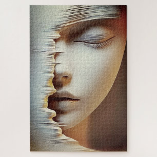Abstract Feminine Face Wall Art – Modern Textured Jigsaw Puzzle