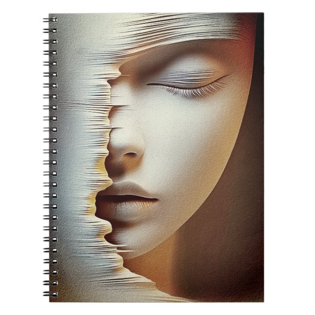Abstract Feminine Face Wall Art – Modern Textured Notebook (Front)