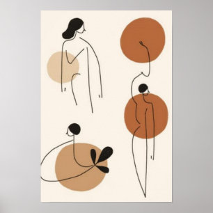 Abstract Feminine Line Art Set   Minimalist Woman Poster