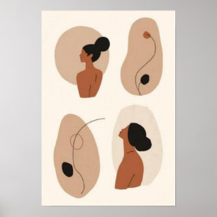 Abstract Feminine Portrait Set   Modern Woman Wall Poster