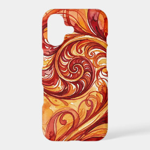 Abstract Fern Fire Red Watercolor iPhone Cases