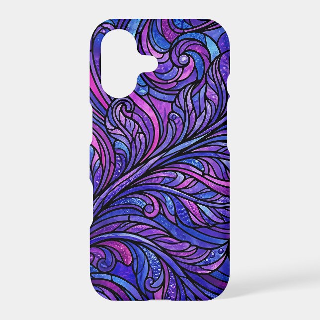 Abstract Fern Leaf Cosmic Purple iPhone Cases (Back)
