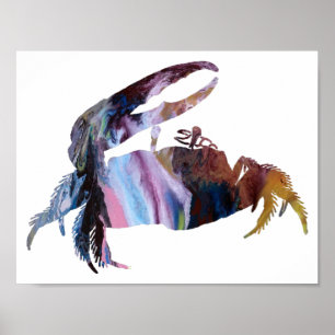Abstract Fiddler Crab silhouette Poster