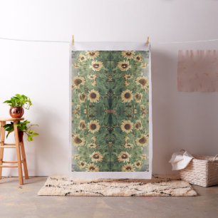 Abstract Field Of Giant Yellow Sunflowers Fabric