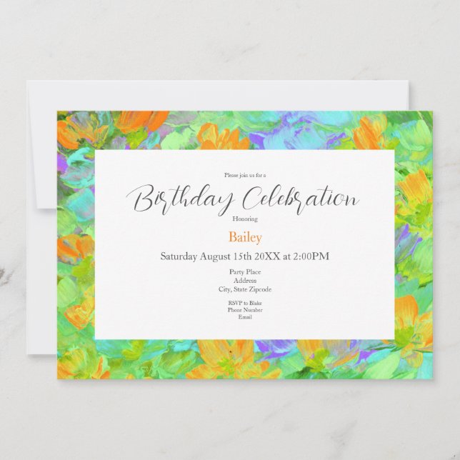 Abstract Field of Yellow Orange Poppies Invitation (Front)
