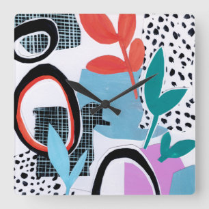 Abstract Field Trip Square Wall Clock