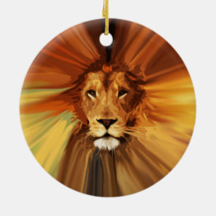Abstract Fierce Lion Ceramic Tree Decoration