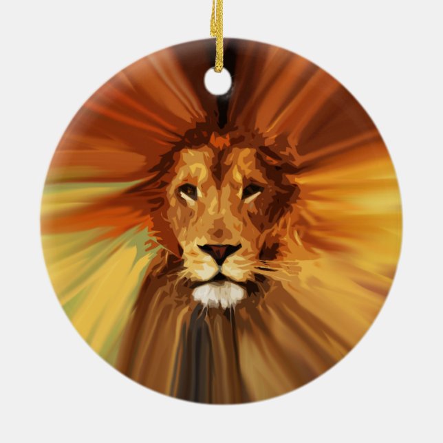 Abstract Fierce Lion Ceramic Tree Decoration (Back)