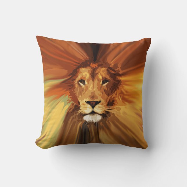 Abstract Fierce Lion Cushion (Front)