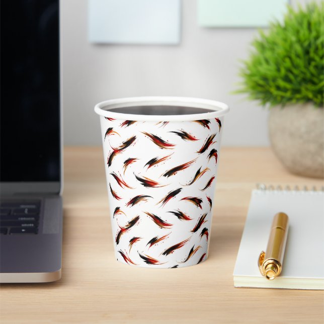 Abstract Fiery Brush Strokes Pattern Paper Cups (Insitu)