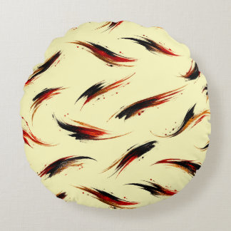 Abstract Fiery Brush Strokes Pattern Round Cushion