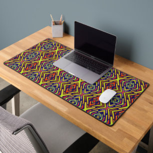 Abstract Fiery Red Yellow Purple Desk Mat