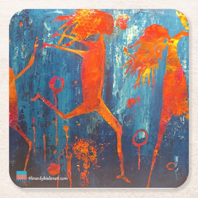 Abstract figures square paper coaster (Front)