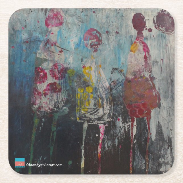 Abstract Figures Square Paper Coaster (Front)