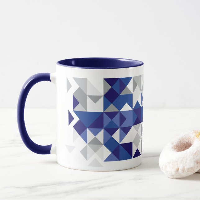 Abstract Finland Flag, Finnish Colours Mug (With Donut)