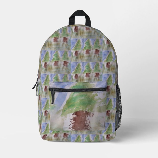 Abstract Fir Trees Printed Backpack (Front)