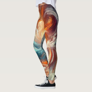 Abstract Fire and Ice Swirl Women's Leggings