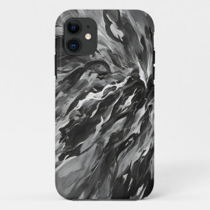 Abstract Fire And Smoke In Black And White iPhone 11 Case