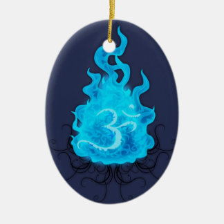 Abstract Fire Blue Flame Ceramic Ornament