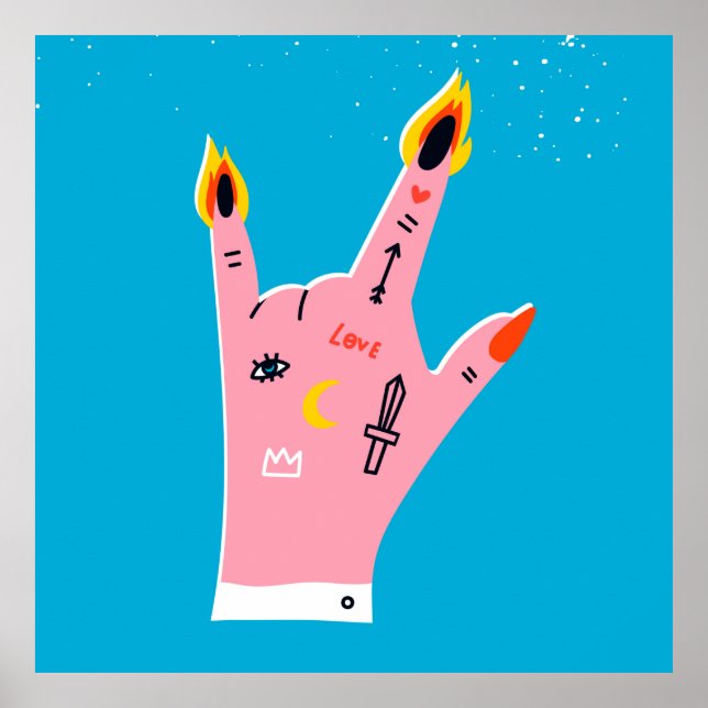 Abstract fire fingers poster (Front)