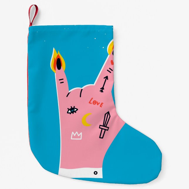 Abstract fire fingers small christmas stocking (Front)