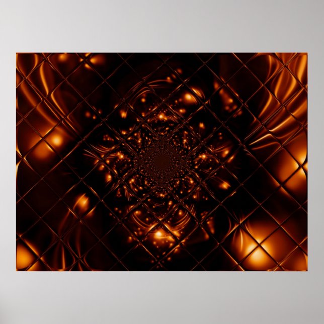 Abstract Fire Glass Fractal Poster (Front)