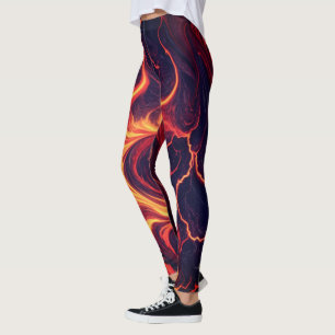 Abstract Fire Marble – Seamless Fiery Fluid Patter Leggings