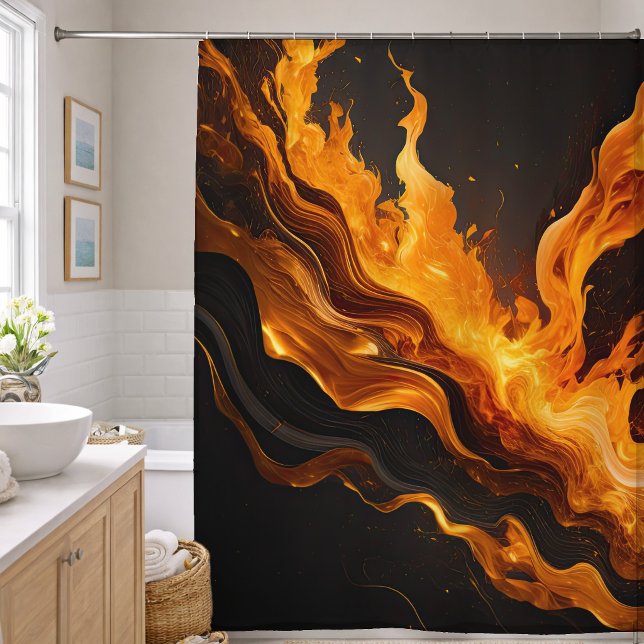 Abstract Fire on Black Shower Curtain (Creator Uploaded)