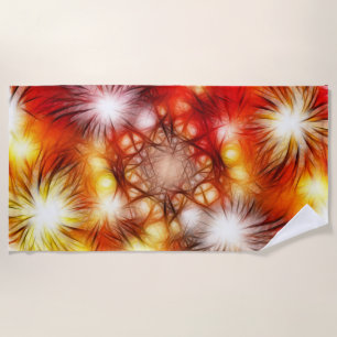 Abstract Fireworks Stars Background Beach Towel