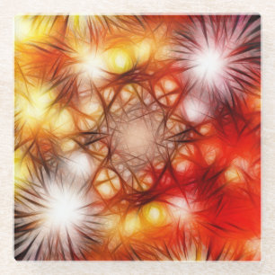 Abstract Fireworks Stars Background Glass Coaster