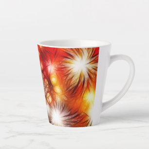 Abstract Fireworks Stars Background Latte Mug